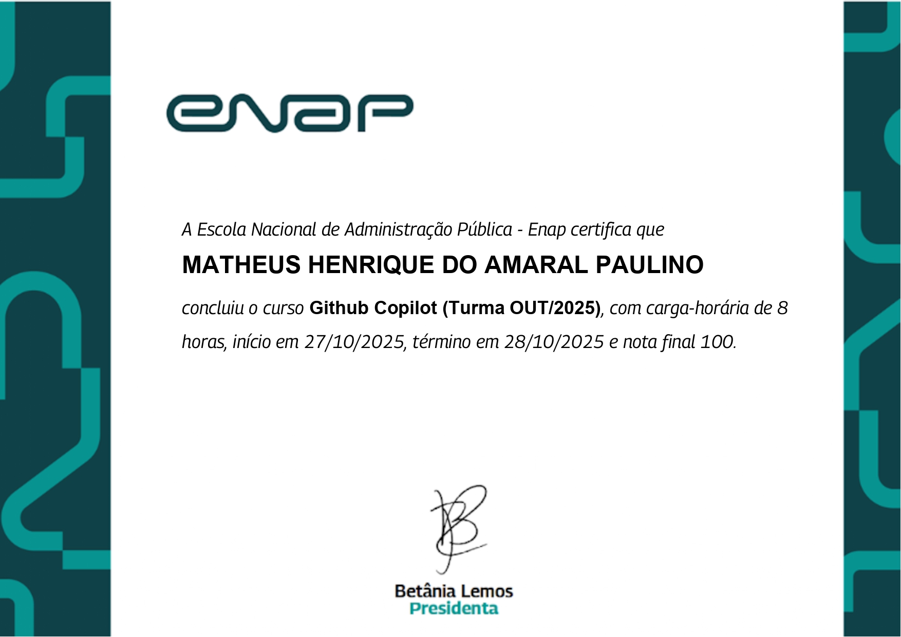 certificado Github Copilot Turma Out 2025